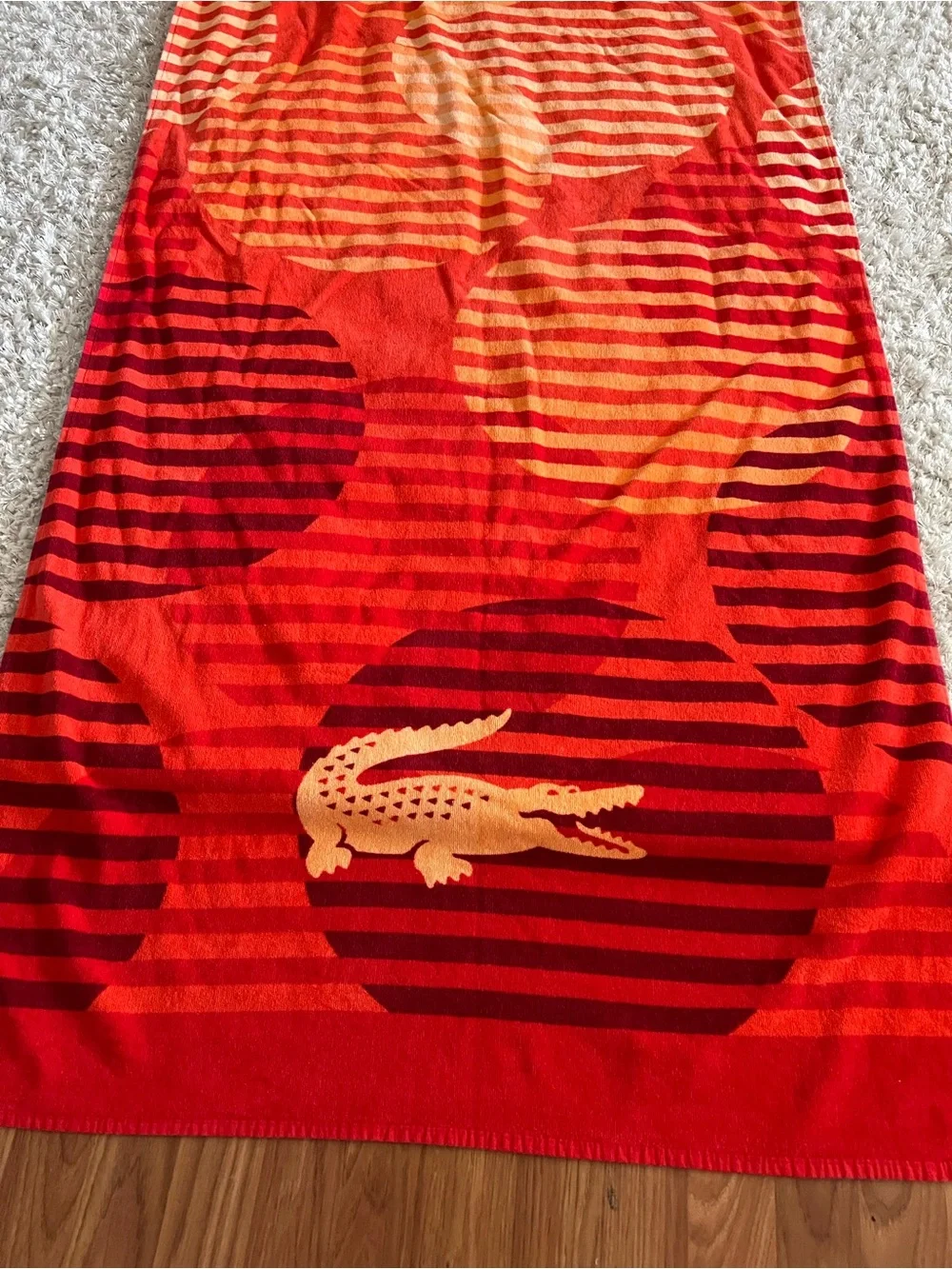 Lacoste ORANGE Bath‎ Towel 100% ORGANIC Cotton Big Crocodile Logo